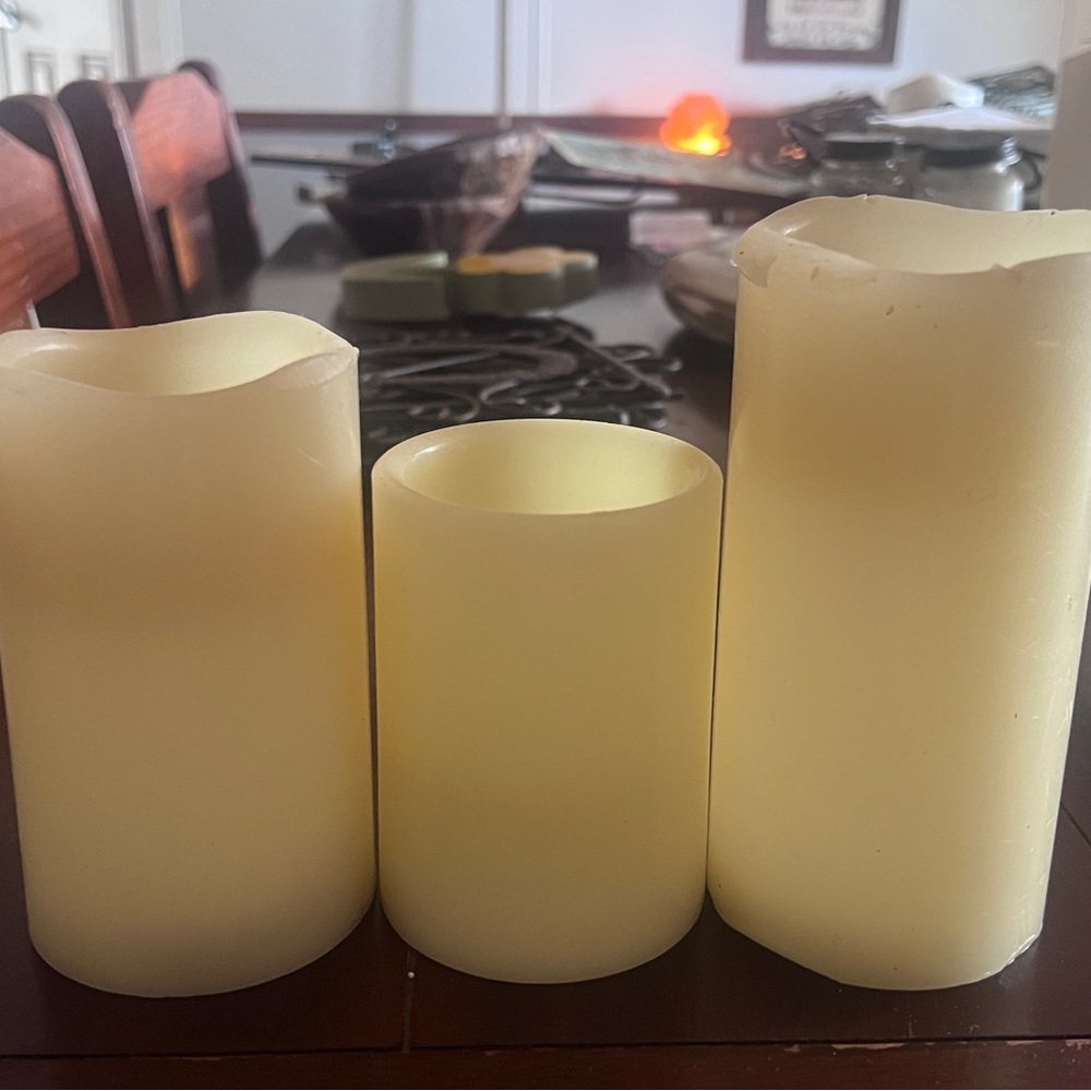 Ivory Flameless LED Pillar Candle Set - 3 Piece